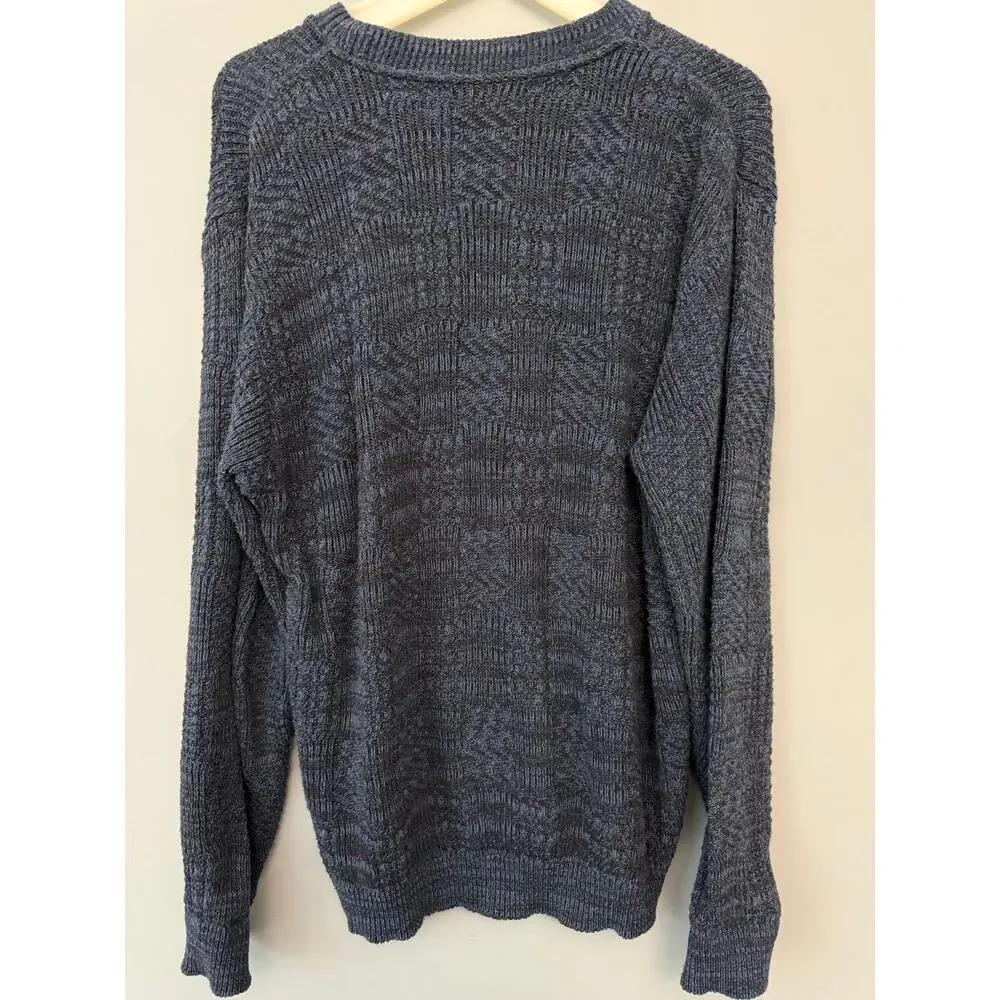 Oscar de la Renta Vintage Navy Textured Knit Sweater – Men’s Size M